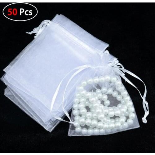 50pc Plain Pearl Yarn Cosmetic Drawstring Pocket Gift Bag Wear-Resistant Multi-Special Optional Packaging Bundle Pocket 9*12cm