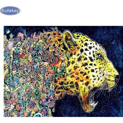 5D Diy Diamond Cross Stitch, Diamond Embroidery animal, Home Decor, Crafts, Gifts, Embroidery Rhinestones, Painting,Leopard