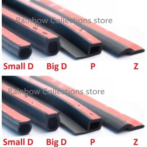 2M/lot D Z P B Type Adhesive Car Rubber Seal Sound Insulation Weatherstrip Trim Noise Insulation Car Door Sealing Strips