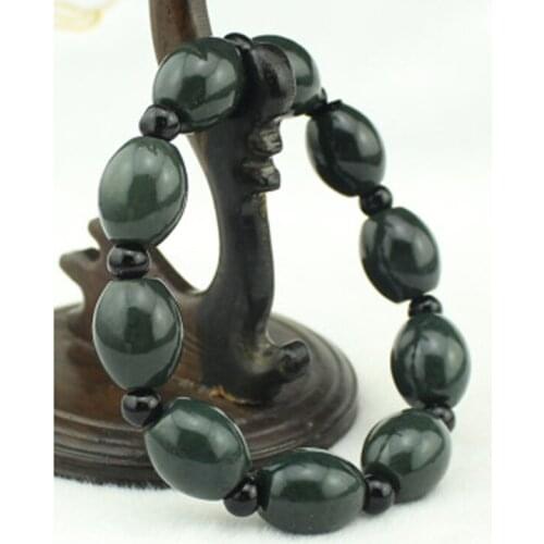 Mens Natural Jade Round Bangle Beads Jadite Bracelet Stone Charm Jewelry Strand Bracelets for Women Fashion Accessories