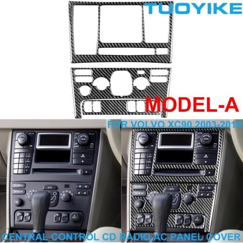 LHD RHD Carbon Fiber Central Control Switch Radio AC Air Conditioner CD Button Frame Cover Sticker Trim For VOLVO XC90 2003-2014