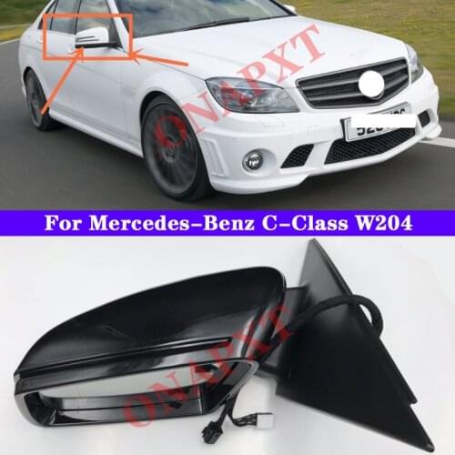 Black color Car Rearview Mirror Rear View Outside Reverse Mirror heated assembly for Mercedes-Benz C-Class W204 C63 C200 C180
