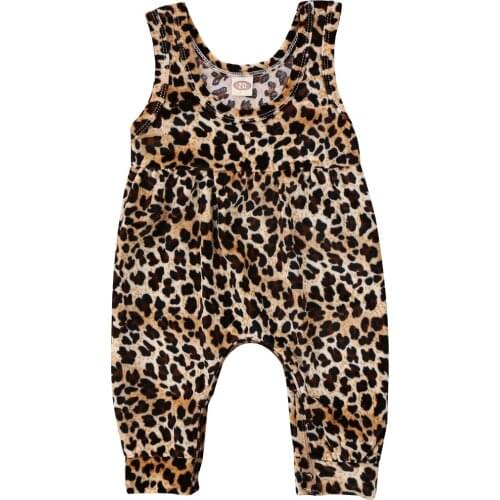 Citgeett Summer Cute Newborn Baby Girls Sleeveless Leopard Vest Romper Jumpsuit Pants Outfits Cute Clothes