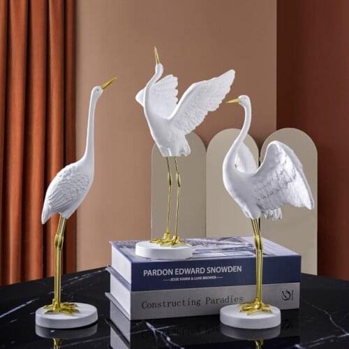 Chinese Crane Zen Resin Ornaments Home Livingroom Table Sculpture Decoration Porch Hotel Figurines Crafts Entrance Accessories