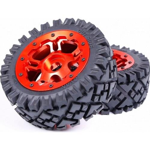 Front and Rear Tyre Whell Set Metal Hub Waterproof Inner Foam Fit for 1/5 HPI ROVAN ROFUN KM GTB TS BAJA 5B