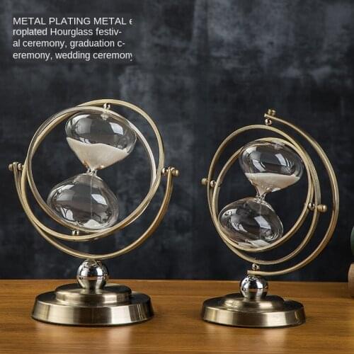 Metal Sand Clock Living Room Decoration Creative Earth Instrument Timer Custom Hourglass miniature figurines feng shui decor