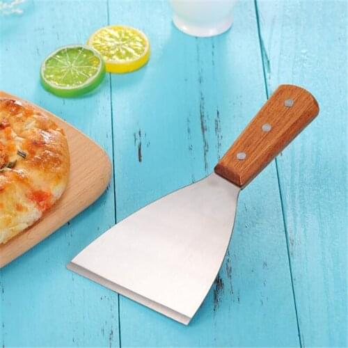 Stainless Steel Pancake Turner Spatula Scoop With Wooden Handle Steak Pizza Dish Shovel Baking Pastry Tool Kitchen Accessories