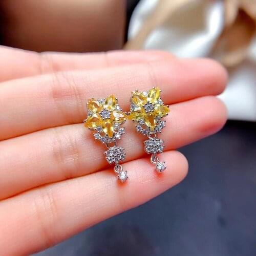 New Coming Natural and Real Sapphire Earrings 925 Sterling Silver Fine Elegant Jewelry for Women Earring