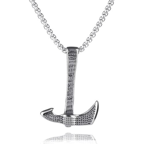 Necklace for men male 3.0MM Stainless steel chain jewelry Punk Hammer Axe Pendant