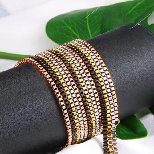 Stainless Steel Box Necklace Link Chain For Men Women Gold Plated Pendants For Necklace Jewelry Choker Gift