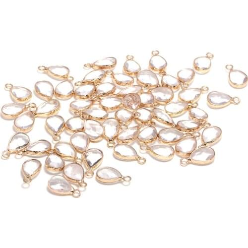 New 5pcs Natural Stone Water Drop Shape Section Clear Quartz Pendants for Jewelry Making DIY Necklace Size 10x14mm