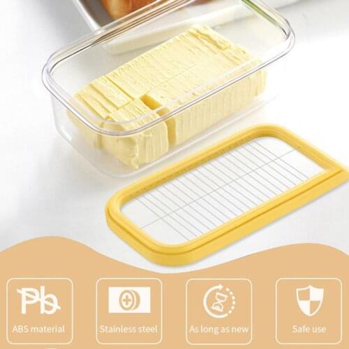 Portable Home Transparent Butter Box Cutting Food With Lid Rectangle Container Sealing Storage Dish Cheese Keeper Kitchen Tools