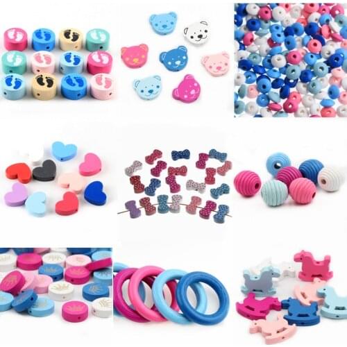 Variety Wooden Beads Spacer Beading Wood Beads Toys for Baby Kids Toys Jewelry Makeing DIY Bracelet Necklace