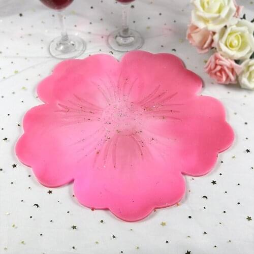 1PC Flower Shape Silicone Mold DIY Crafts Table Decoration Epoxy Resin Coaster Moulds Coffee Cup Placemat Pot Tray Supplies