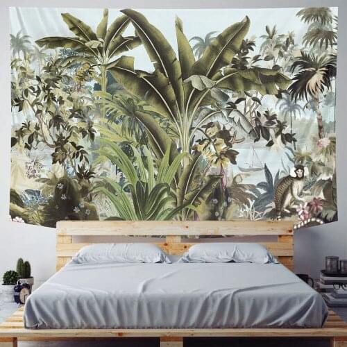 Tropical plant wall decoration palm leaf home art decorative tapestry Hippie Bohemian decorative yoga mat sofa blanket sheet
