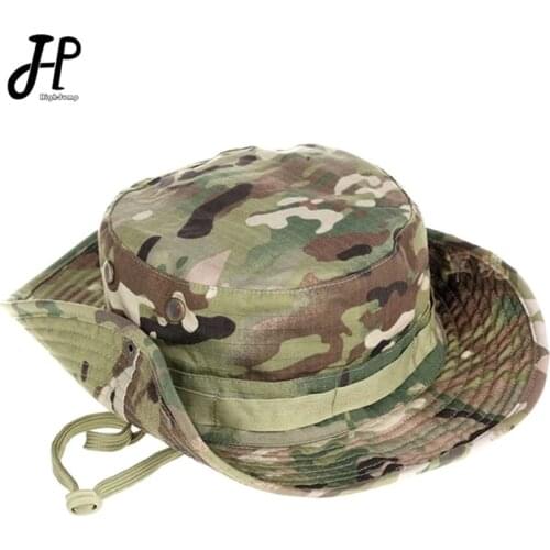 Military Tactical Caps Cotton Camouflage Boonie Hats Outdoor Camping Hunting Fishing Hiking Sun Protector Fisherman Cap 60CM
