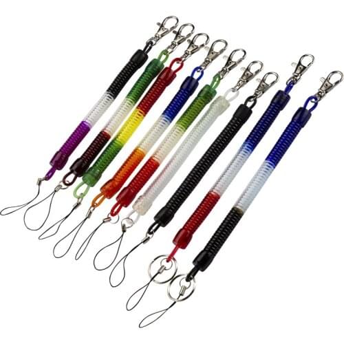 Retractable Plastic Spring Elastic Rope Security Gear Tool For Airsoft Outdoor Hiking Camping Anti-Lost Phone Keychai