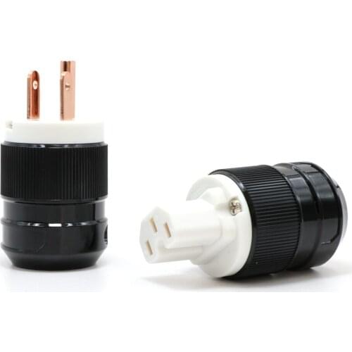 High quality Pair Red Pure Copper US version AC Power Plug ,HiFi audio connectors adapter jack
