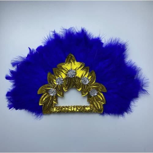 Esewing 1Pc/bag 2020 New style Gold Double-Side African Soft Feather Hand Fan and Gold Handle Dance Fans for Party Or Wedding