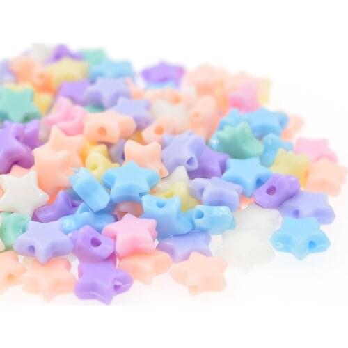 Candy Spring Color Five-pointed Star Flat Acrylic Loose Beads for Jewelry Making DIY Children Gift Free Shipping