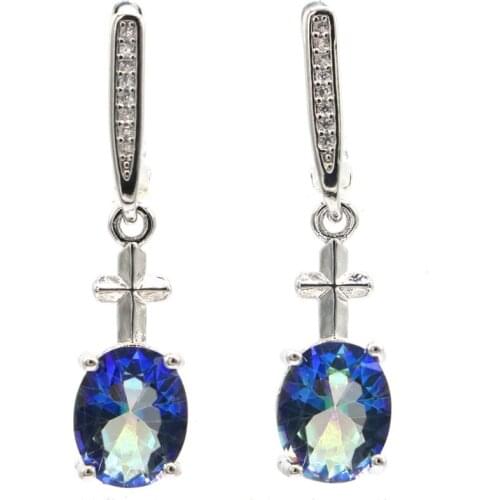 57x23mm Anniversary Created Heart Rhodolite Garnet White Zircon Womans Fine Jewelry Silver Earrings