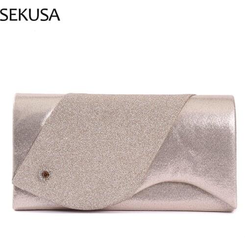 Women Bridal Wedding Patry Wallet Evening Bags Purse Clutch Handbag Long Link Chain Solid Color Crossbody Shoulder Bag