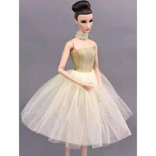 1/6 Fashion Yellow Lace Princess Tutu Dress for Barbie Doll Clothes Party Gown Vestidoes 11.5" BJD Dolls Accessory Kids DIY Toys