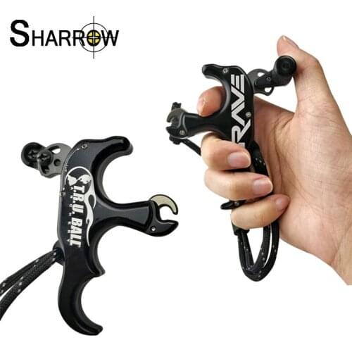 1pc Archery Compound Bow Release Aids 3 Finger Aluminum Alloy Thumb Trigger Adjustable Grip Caliper Shooting Hunting Accessories