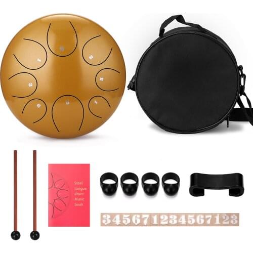 10 inch 8-Tone Steel Tongue Drum Hand Pan Drums with Drumsticks Percussion Musical Instruments