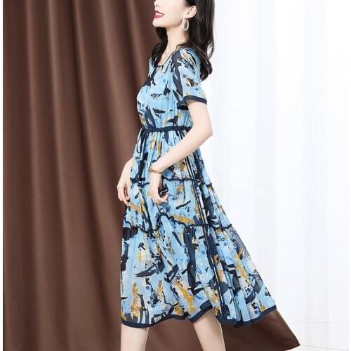 100% Real Silk Womens Summer Dress Female High Waist Dress Midi Dress Ladies Boho Dress Elegant Dress Ropa De Mujer Zjt2679