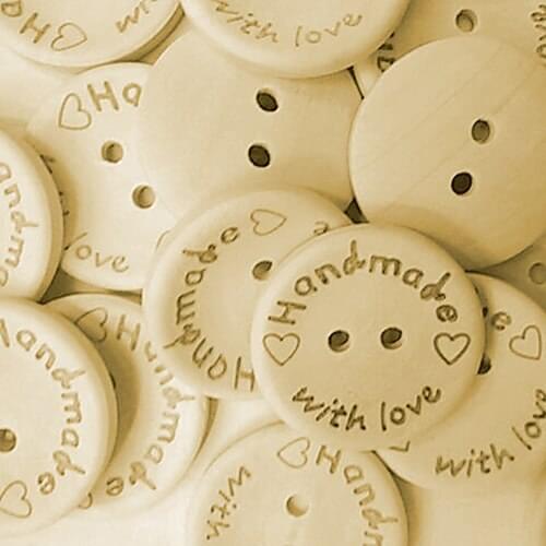 100Pcs Love Heart Handmade Wooden Button Sewing Scrapbook DIY Decor Craft