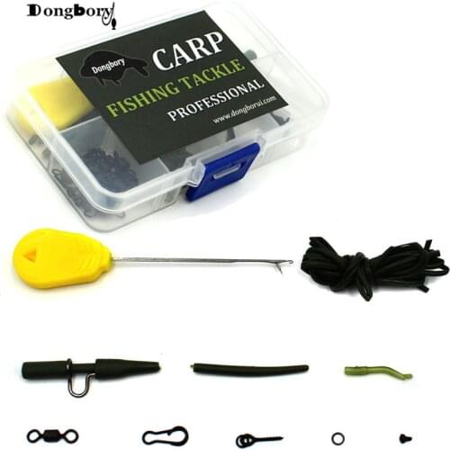 112PCS Carp Fishing Rig Hook Beads Tie Hair Rig Chod Rig Anti Tangle Sleeve Rolling swivel Rig Ring Coarse Fishing Accessories