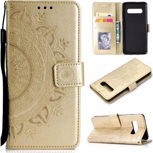 20pcs/lot Totem flower 3 card leather phone case cover for samsung galaxy S6 S7 edge S8 S9 plus S10 lite plus 5G S20 plus ultra