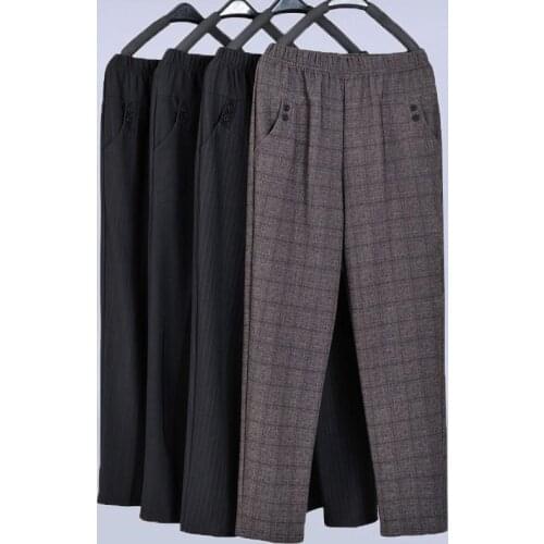 2020 New Women Pants High Waist Elastic Trousers Middle aged Mother Stretch Straight Pants Casual Loose Female Plus Size 5XL 293