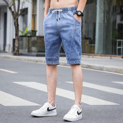 2021 Mens CottonThin Denim Ruched Short Pants New Fashion Summer Male Casual Low Waist Short Jeans Shorts Stretch Pant S-5XL