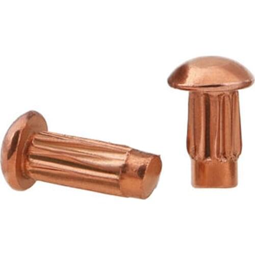 31pcs M2 M2.5 copper half round head knurled rivets pan solid cuprum rivet percussion rivetings knock riveting GB827 3mm-10mm L