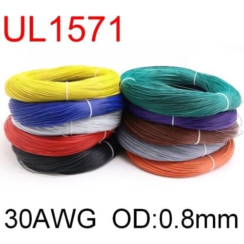 5M OD 0.8mm UL1571 30AWG PVC Electronic Wire Flexible Cable Insulated Tin-plated Copper Environmental LED Line DIY Cord Colorful