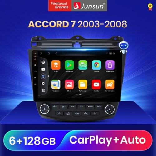 Junsun V3Pro Qualcomm Voice Control Android 10 Car Radio Multimedia Player For Accord 7 2003-2008 CarPlay Auto 2Din