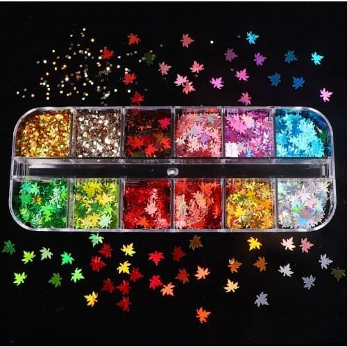 1Box Colorful Resin Filling Sequins Maple Leaf Glitter Sequin Diy Epoxy Resin Mold Filler Nail Art Decor Crafts Jewelry Making