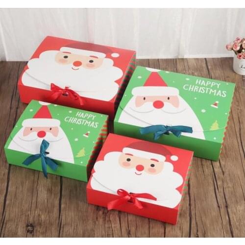 Christmas Eve Big Gift Box Santa Claus Fairy Design Kraft Present Party Favor Box Red Green Gifts Package Boxes SN1139
