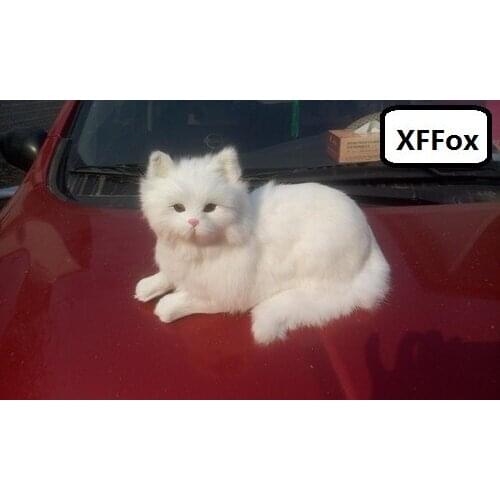 Big real life white cat model plastic&furs cute lying cat doll gift about 30x16x16cm xf1393