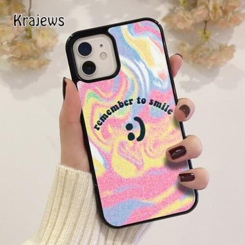 Krajews Remember To Smile Swirl coque Phone Case for iPhone 12 mini 5 6S 7 8 PLUS X XS XR 11 PRO MAX SE 2020 Cover Funda Shell