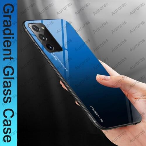 Auroras Tempered Glass Case For Samsung Galaxy A03S A02S Macaron Solid Color Hard Back Cover For Samsung S21 S20 FE