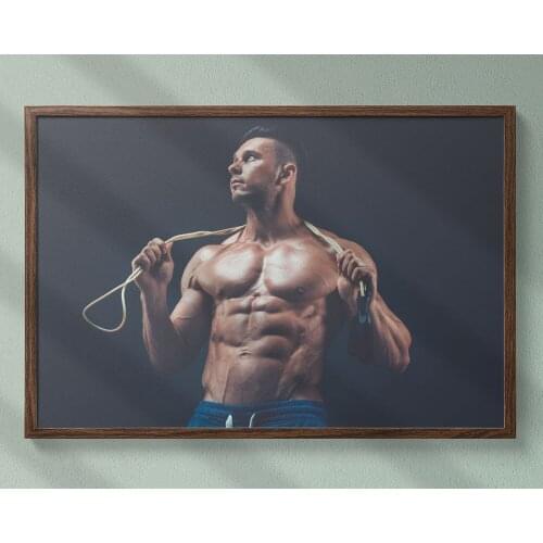 Fitness Bodybuilding Man Strong Muscles Exhibition Healthy Body 8 Wall Sticker Silk Fabric Poster Art Indoor Decor Bright