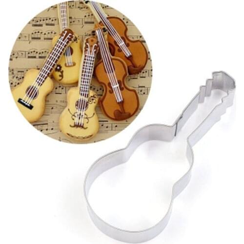 Hot Guitar Cookie Cutter Stainless Steel Cut Candy Biscuit Mold Cooking Tools Music Theme Metal Musical instrument Cutters Mould