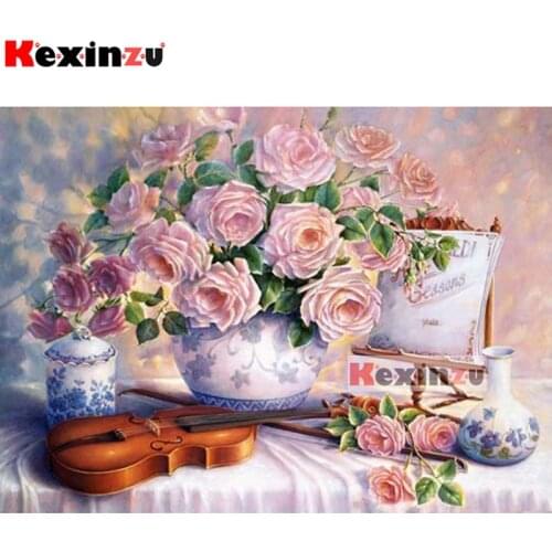 Full Square Round Diamond 5D DIY Diamond Painting "Rose vase" Diamond Embroidery Cross Stitch Rhinestone Mosaic Painting XF69