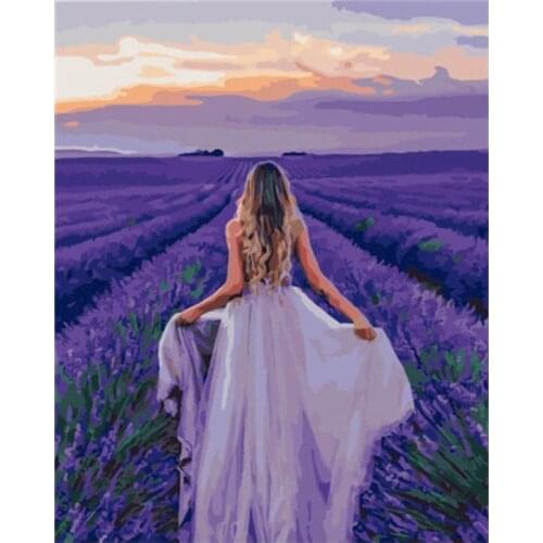 GATYZTORY Frame Lavender Landscape DIY Painting By Numbers Figure Canvas Colouring Flowers Handpainted Gift Wall Decor