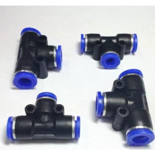 PEG Pneumatic Fitting 3 Way T Shaped Tee Pneumatic Fitting 10mm 8mm 6mm 4mm OD Hose Tube Push In Air Gas Fitting Quick Fitting