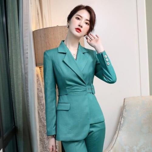 Professional pants suit women two-piece high quality 2020 new autumn elegant slim striped ladies jacket Casual trousers