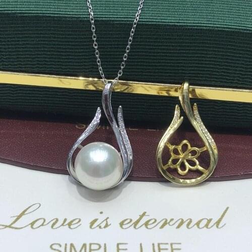 Hot Classical New 925 Sterling Silver Pendant Base Settings Mountings Findings Parts for Pearl Coral Jade Beads Stones Crystal